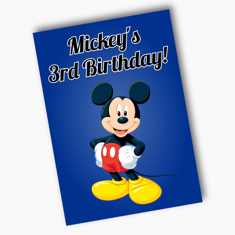 Personalised Mickey Mouse Birthday Party Posters - Blue