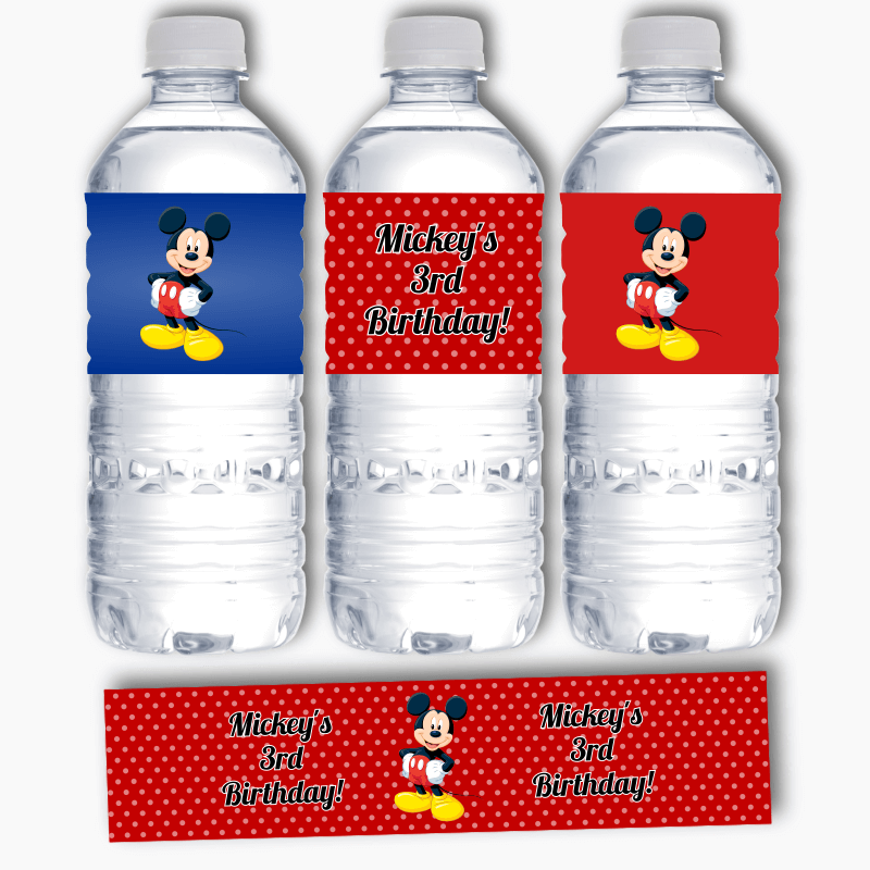 Personalised Mickey Mouse Birthday Party Water Labels