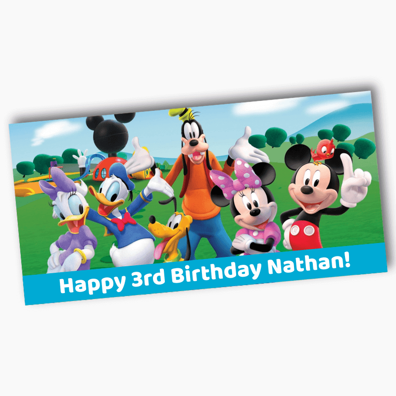 Personalised Mickey Mouse Clubhouse Birthday Party Banners - Light Blue