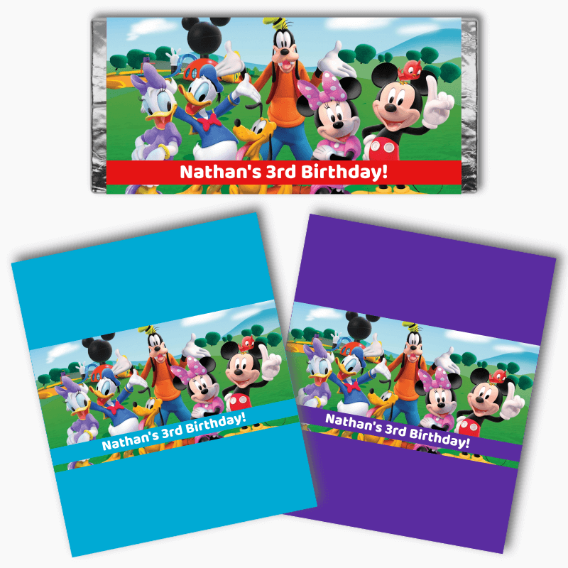 Personalised Mickey Mouse Clubhouse Birthday Party Mini Chocolate Labels