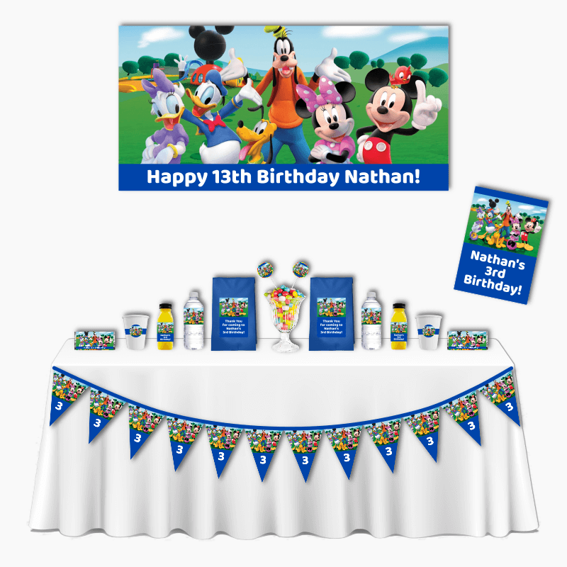 Personalised Mickey Mouse Clubhouse Deluxe Birthday Party Pack - Dark Blue