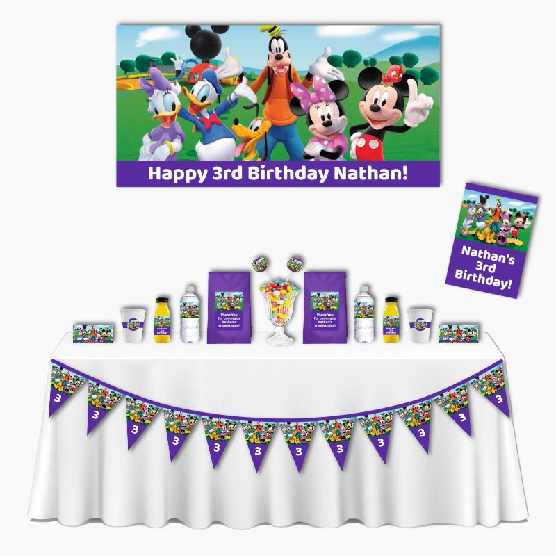 Personalised Mickey Mouse Clubhouse Deluxe Birthday Party Pack - Purple