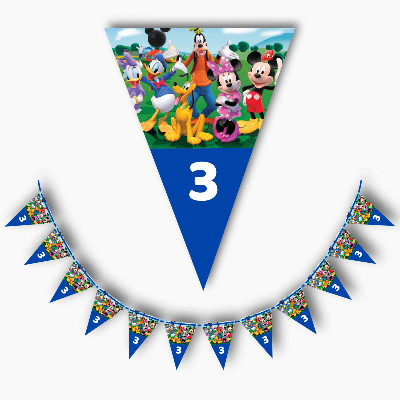 Personalised Mickey Mouse Clubhouse Birthday Party Flag Bunting - Blue