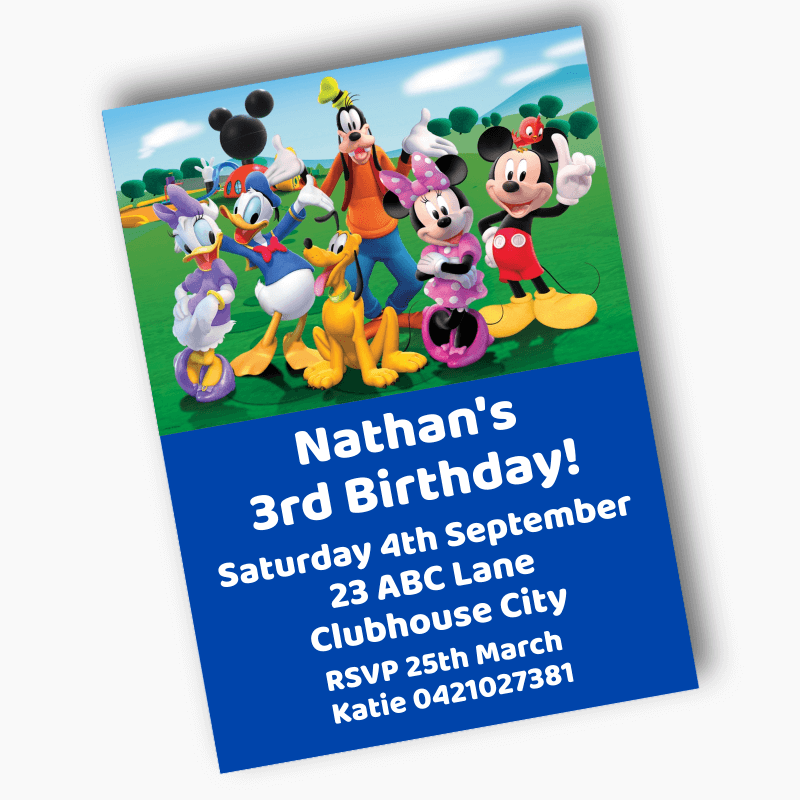 Personalised Mickey Mouse Clubhouse Birthday Party Invites - Red