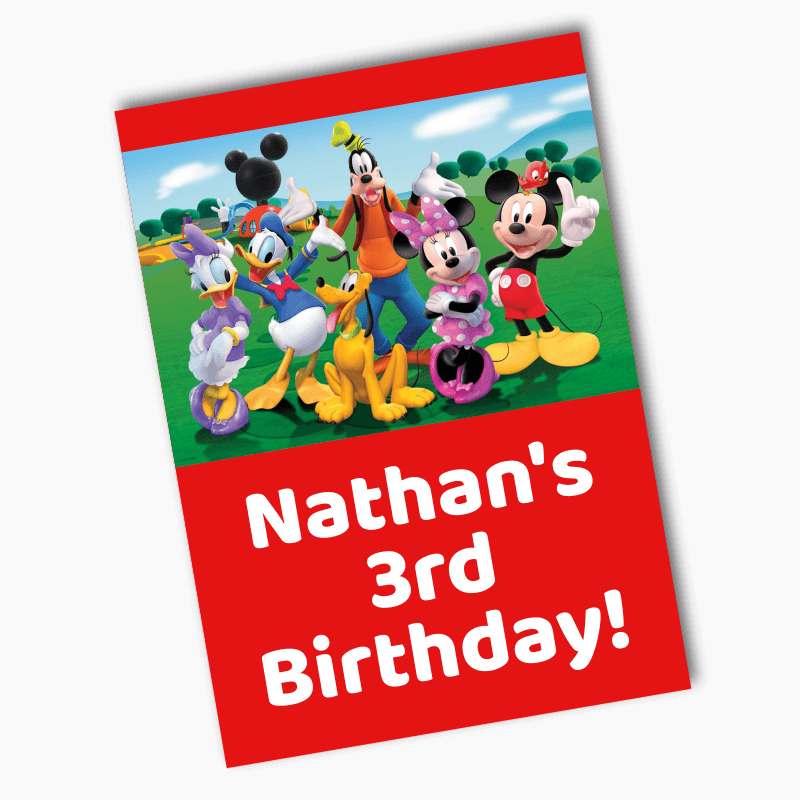Personalised Mickey Mouse Clubhouse Birthday Party Posters - Red