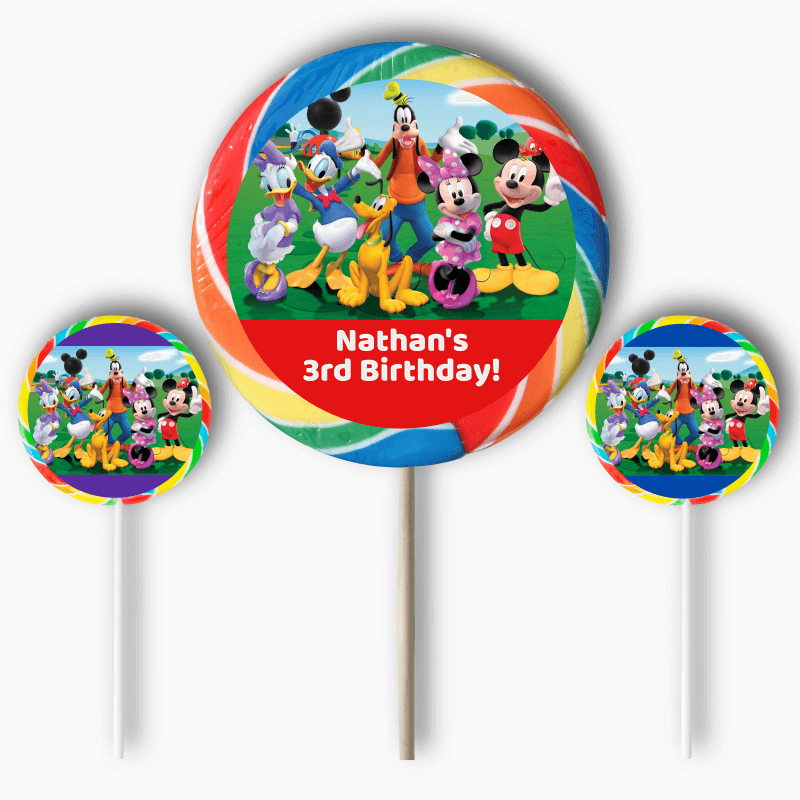 Personalised Mickey Mouse Clubhouse Birthday Party Round Stickers