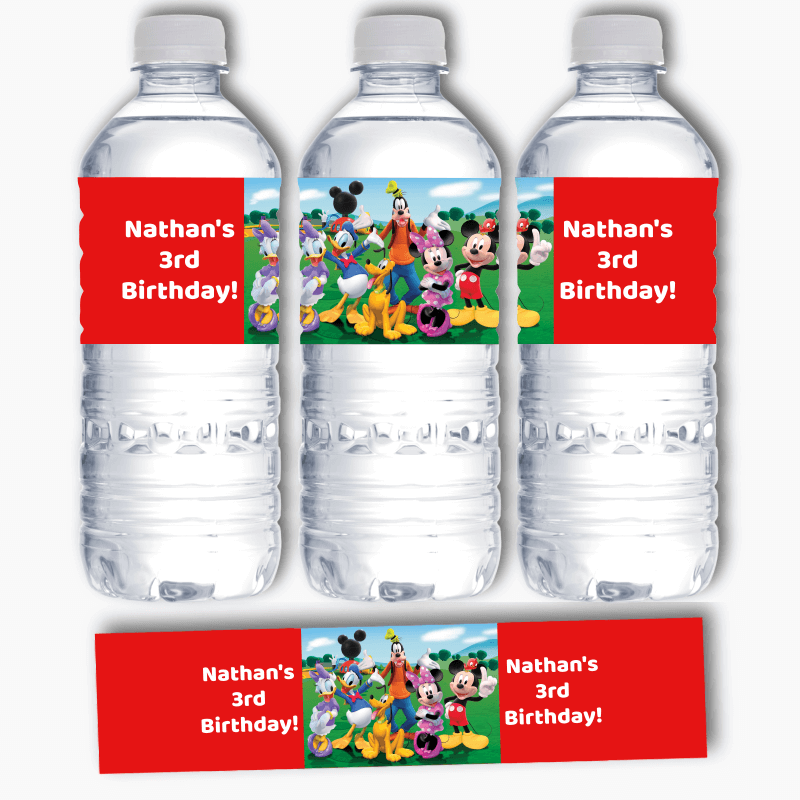 Personalised Mickey Mouse Clubhouse Birthday Party Water Labels