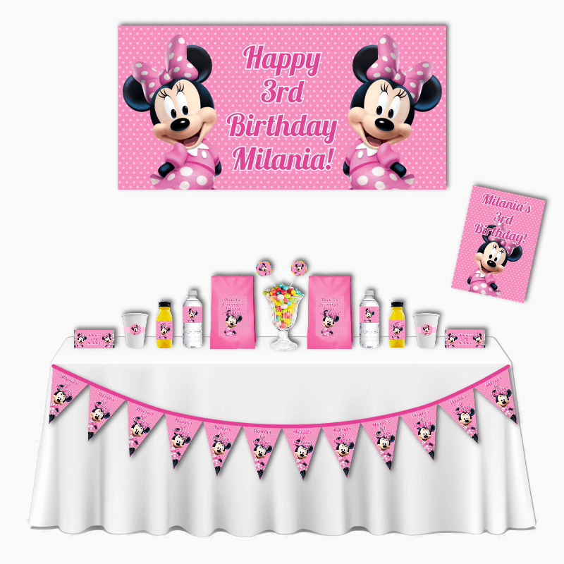 Personalised Minnie Mouse Deluxe Birthday Party Pack - Pink Spot