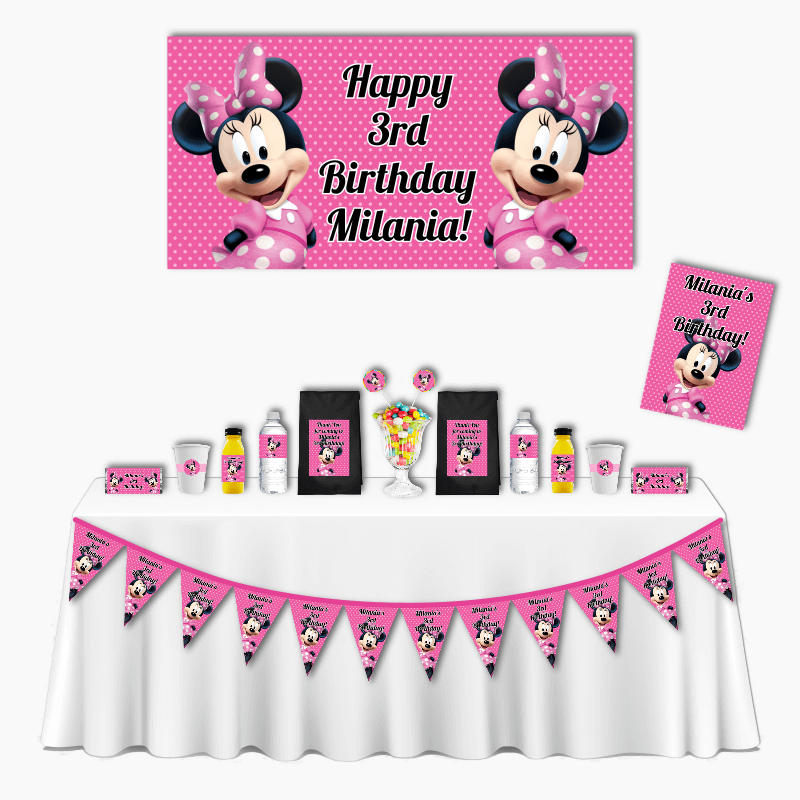Personalised Minnie Mouse Deluxe Birthday Party Pack - Pink Spot