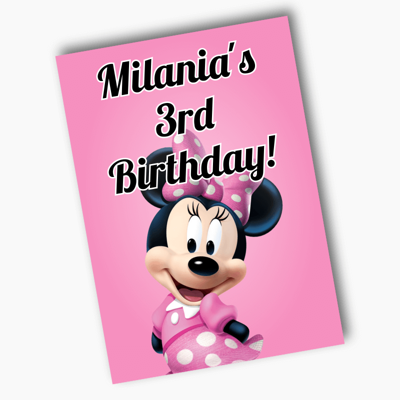 Personalised Minnie Mouse Birthday Party Posters - Pink