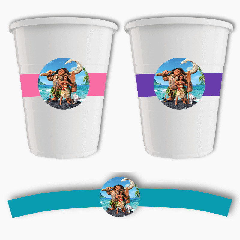 Moana Birthday Party Cup Stickers