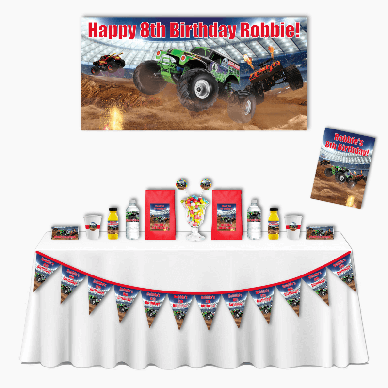 Personalised Monster Trucks Deluxe Birthday Party Pack