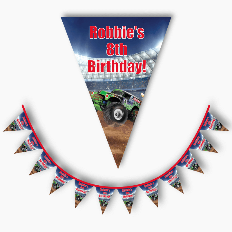 Personalised Monster Trucks Birthday Party Flag Bunting