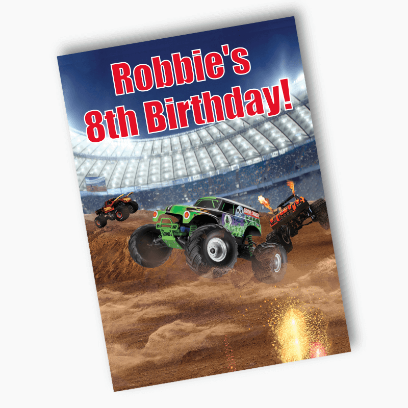 Personalised Monster Trucks Birthday Party Posters