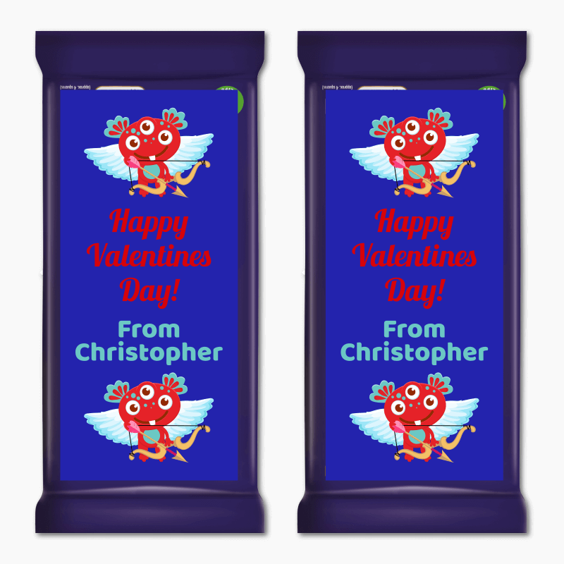 Personalised Monsters Valentines Day Gift Cadbury Chocolate Labels