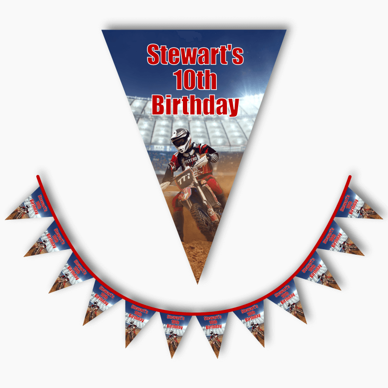 Personalised Motocross Party Flag Bunting