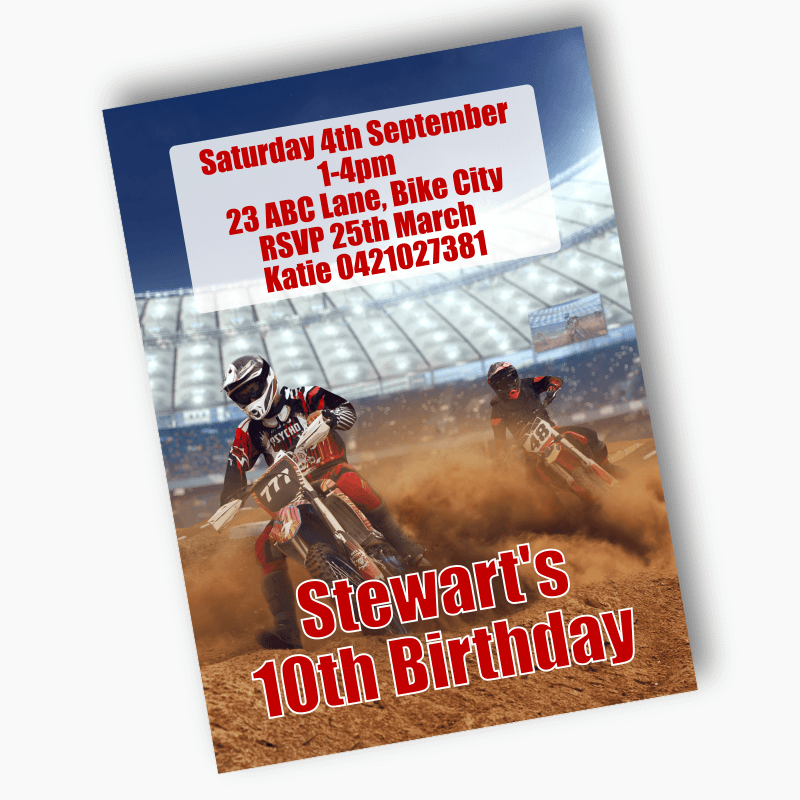 Personalised Motocross Party Invites