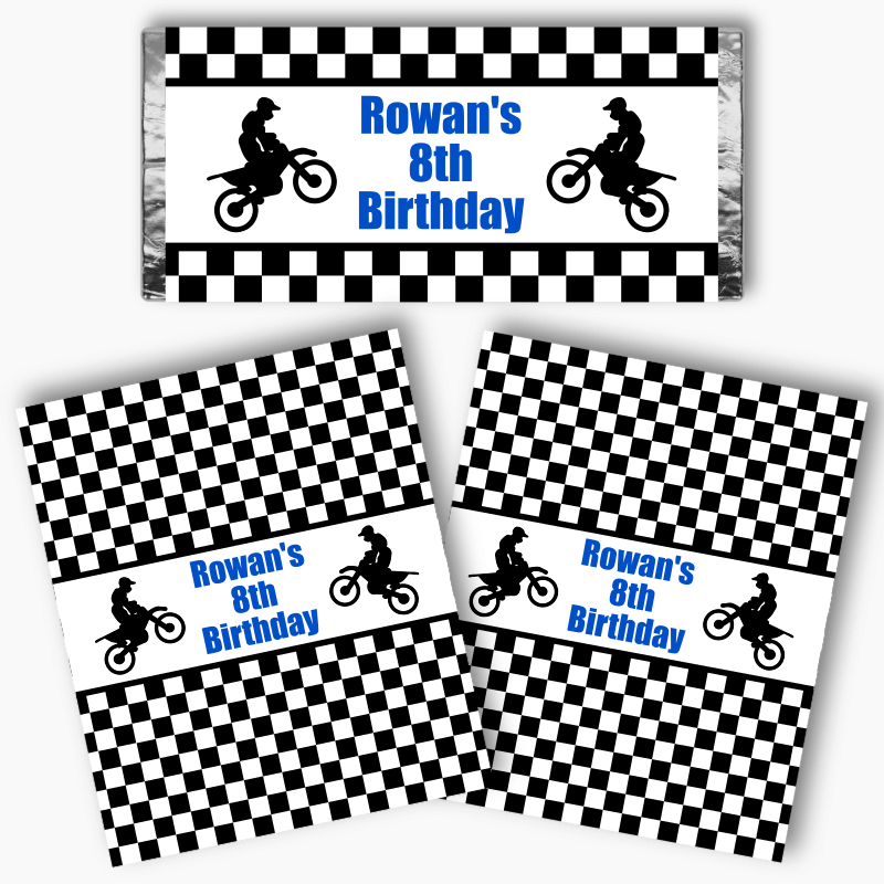 Personalised Motorbike Party Mini Chocolate Labels