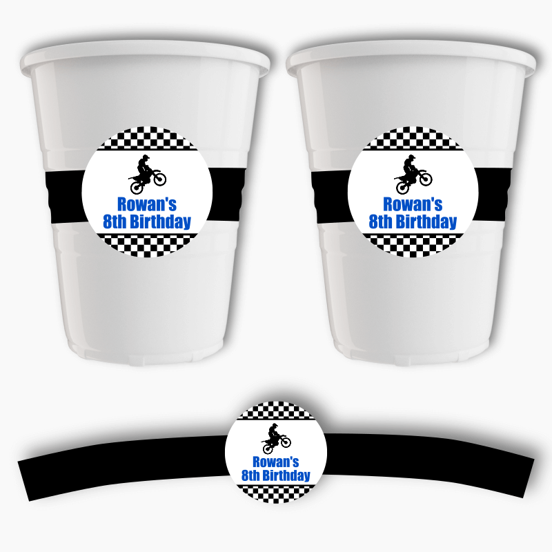 Motorbike Birthday Party Cup Stickers