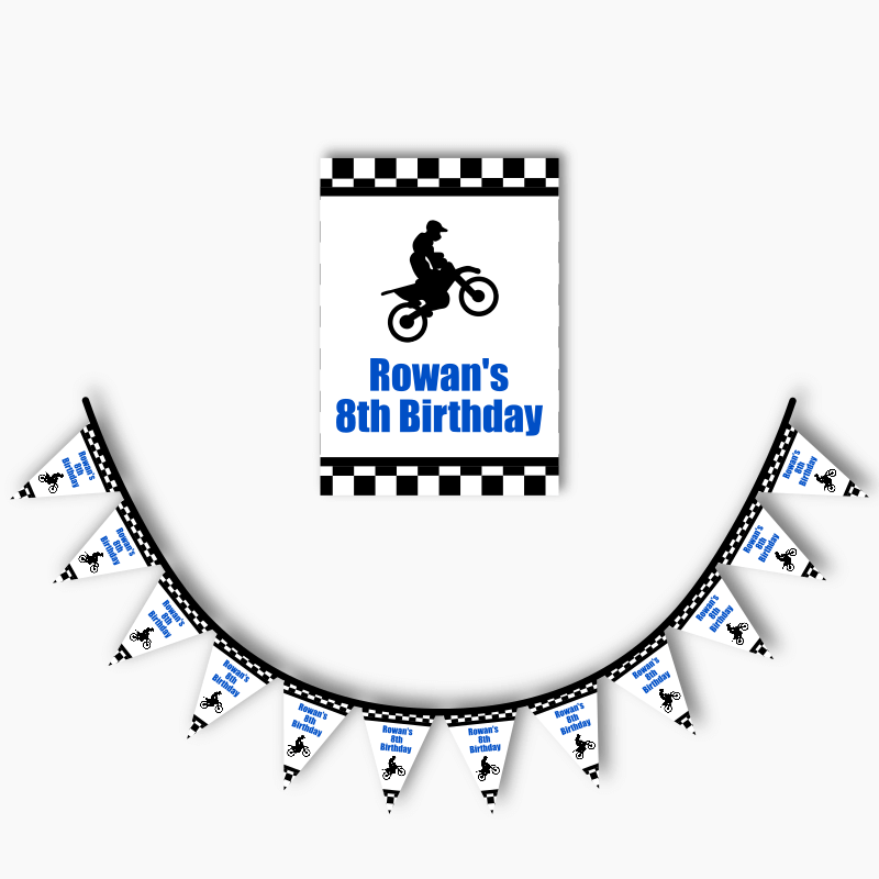 Personalised Motorbike Party Poster &amp; Bunting Combo