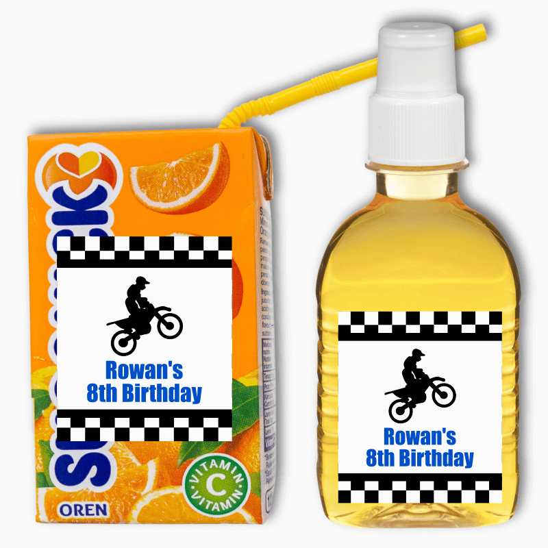 Motorbike Birthday Party Rectangle Drink Labels