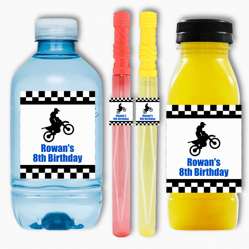 Motorbike Birthday Party Rectangle Favour Stickers