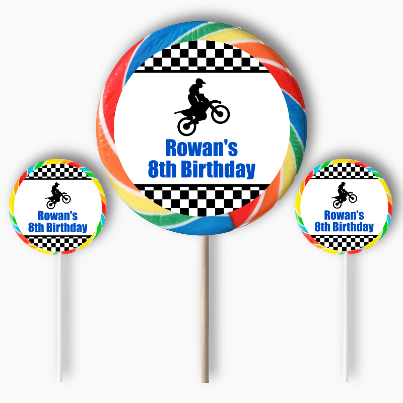 Personalised Motorbike Party Round Stickers