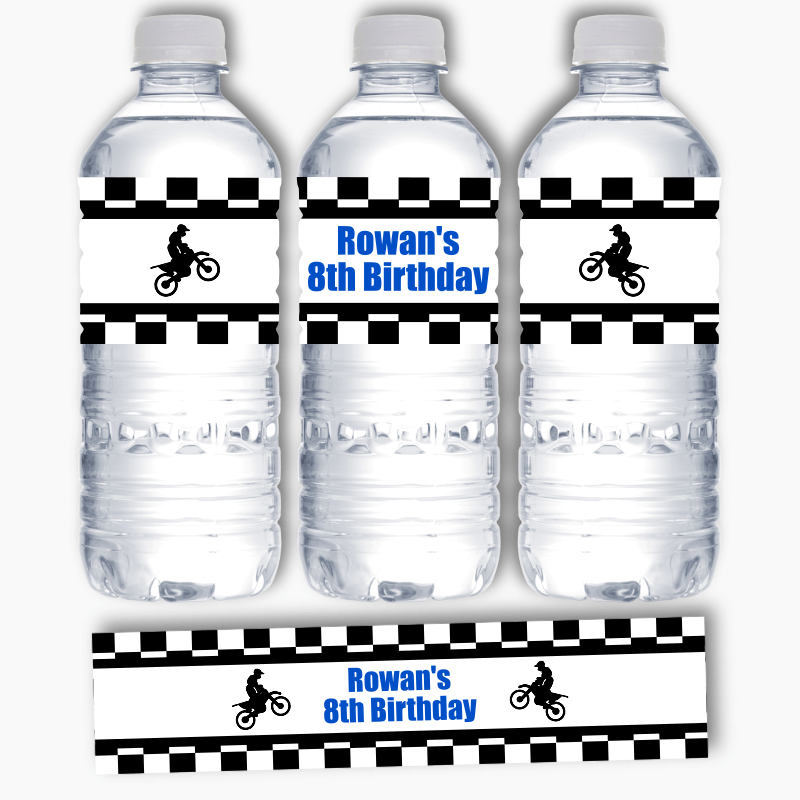 Personalised Motorbike Party Water Labels