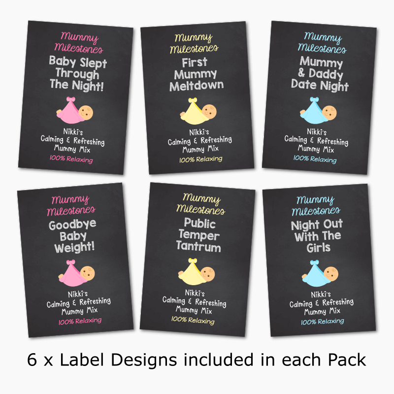Personalised Mummy Milestones Baby Shower Gift Wine Labels