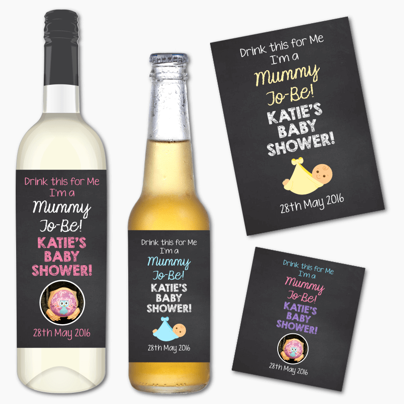 Mummy to Be Baby Shower Gift Wine &amp; Beer with Photo