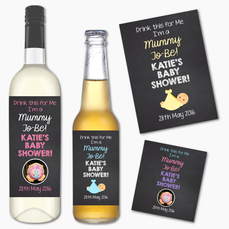 Mummy to Be Baby Shower Gift Wine & Beer with Photo