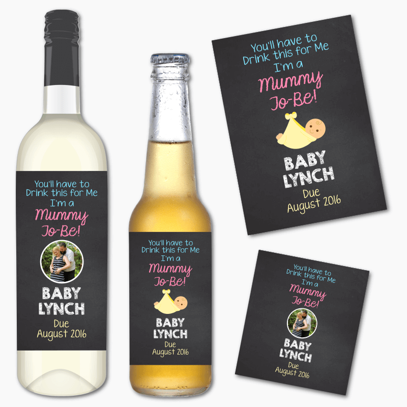 Mummy to Be Pregnancy Announcement Wine &amp; Beer with Photo