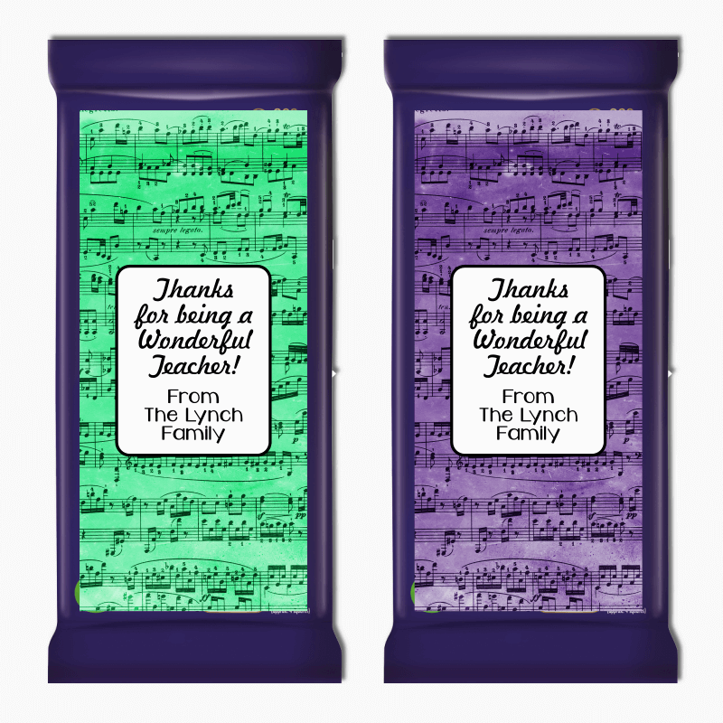 Musical Notes Choir Teachers Gift Cadbury Chocolate Labels with Photo