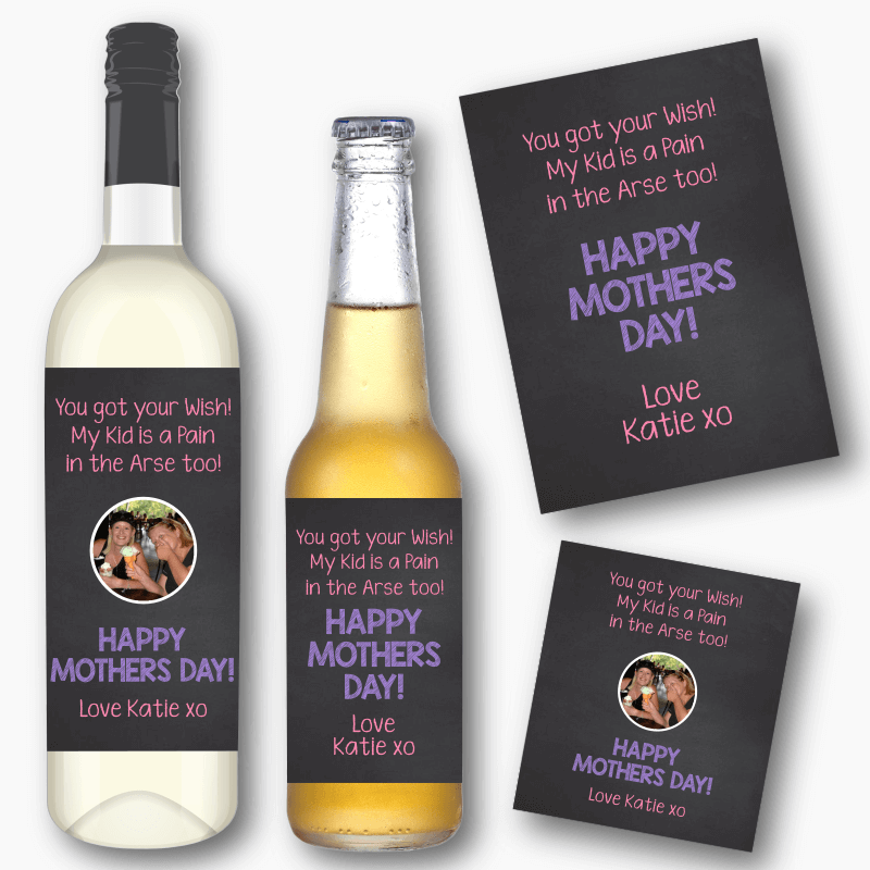 My Kid is a Pain too Mothers Day Gift Wine & Beer Labels