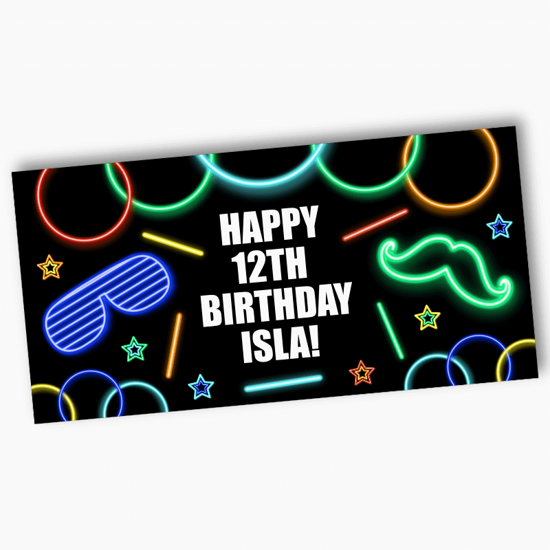 Personalised Neon Glow Birthday Party Banners - Boys