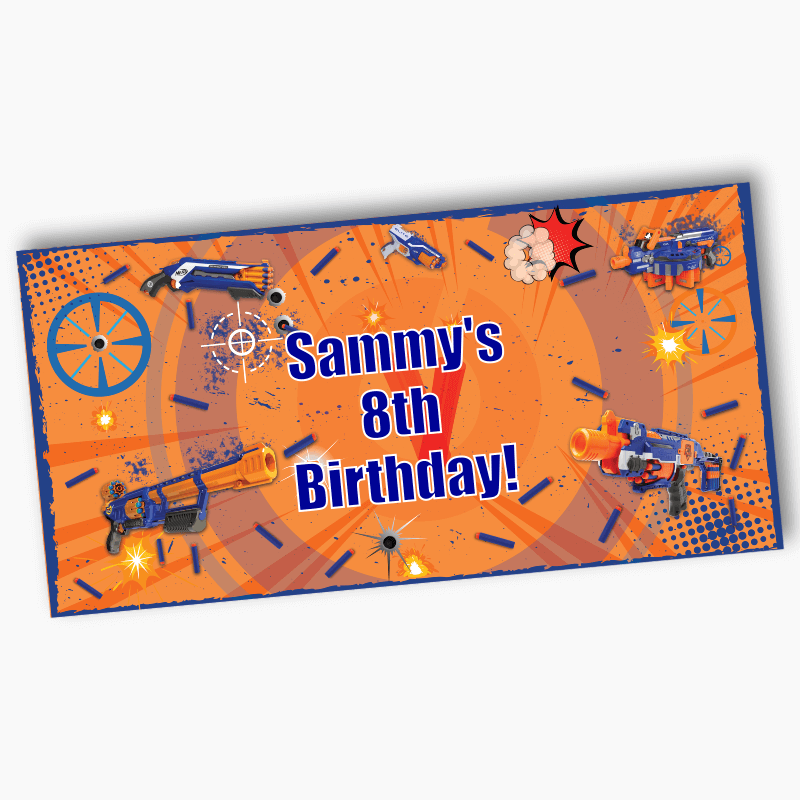 Personalised Nerf Toy Gun Birthday Party Banners