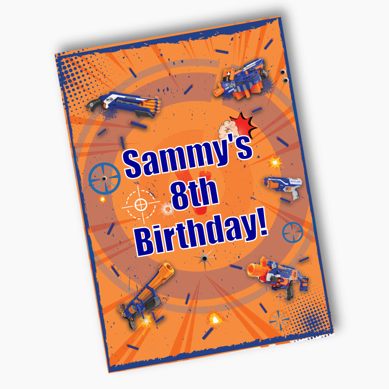Personalised Nerf Toy Gun Birthday Party Posters - Boys