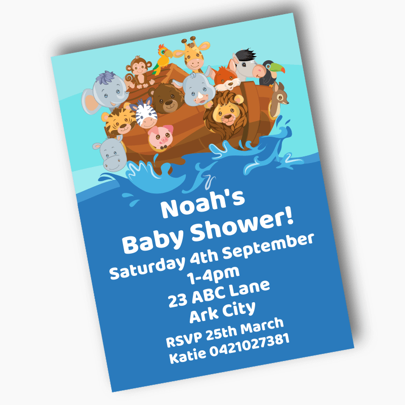 Personalised Noah&#39;s Ark Baby Shower Invites