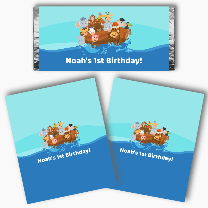 Personalised Noah&#39;s Ark Birthday Party Mini Chocolate Labels