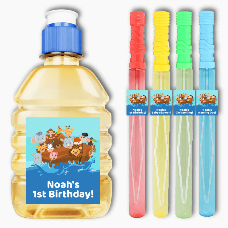 Personalised Noah's Ark Party Rectangle Favour Stickers