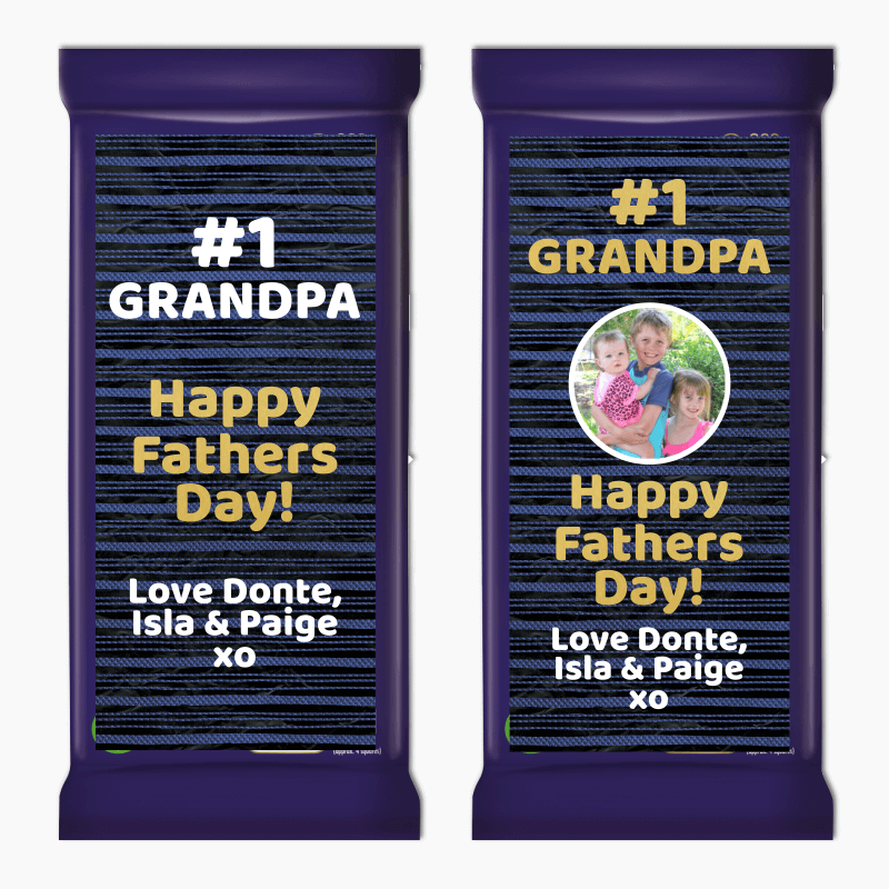 Number 1 Grandpa Fathers Day Gift Cadbury Chocolate Labels