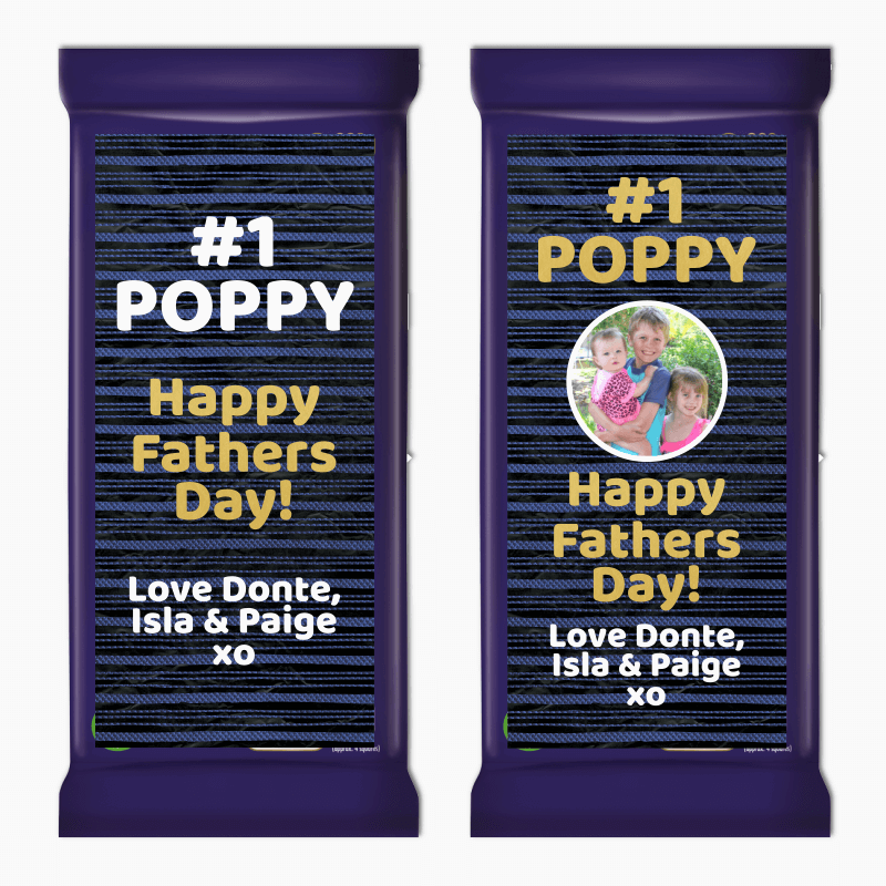Number 1 Poppy Fathers Day Gift Cadbury Chocolate Labels