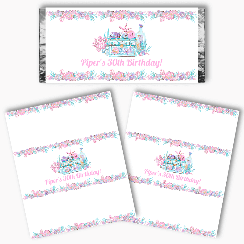 Personalised Ocean Treasure Party Mini Chocolate Labels