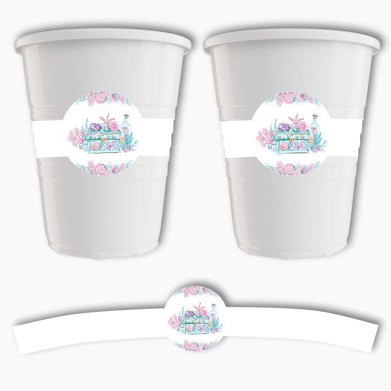 Personalised Ocean Treasure Party Cup Stickers