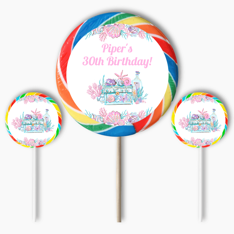 Personalised Ocean Treasure Party Round Stickers