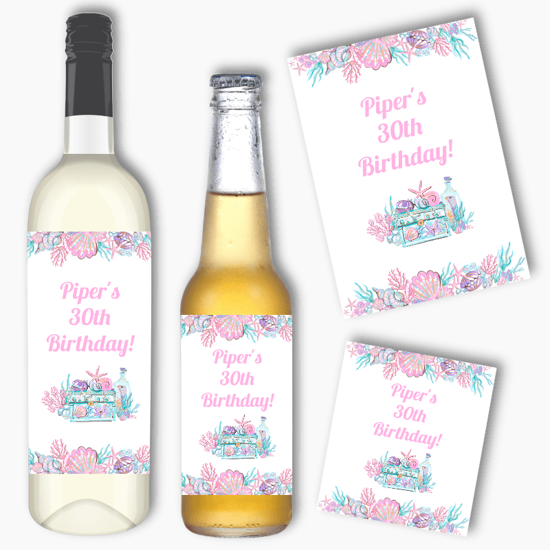 Personalised Ocean Treasure Party Wine & Beer Labels