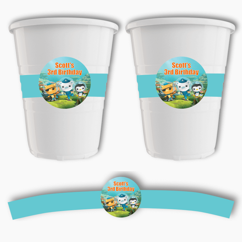 Personalised Octonauts Birthday Party Cup Stickers