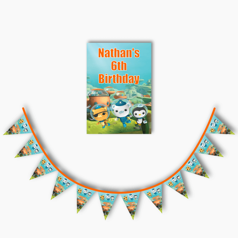 Personalised Octonauts Party Poster &amp; Flag Bunting Combo