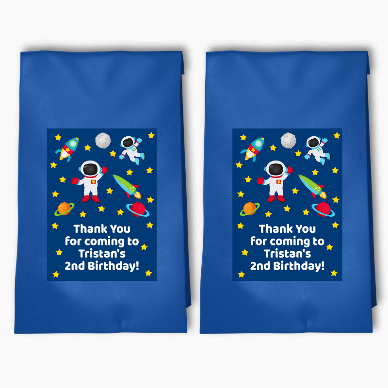 Personalised Outer Space Birthday Party Bags & Labels