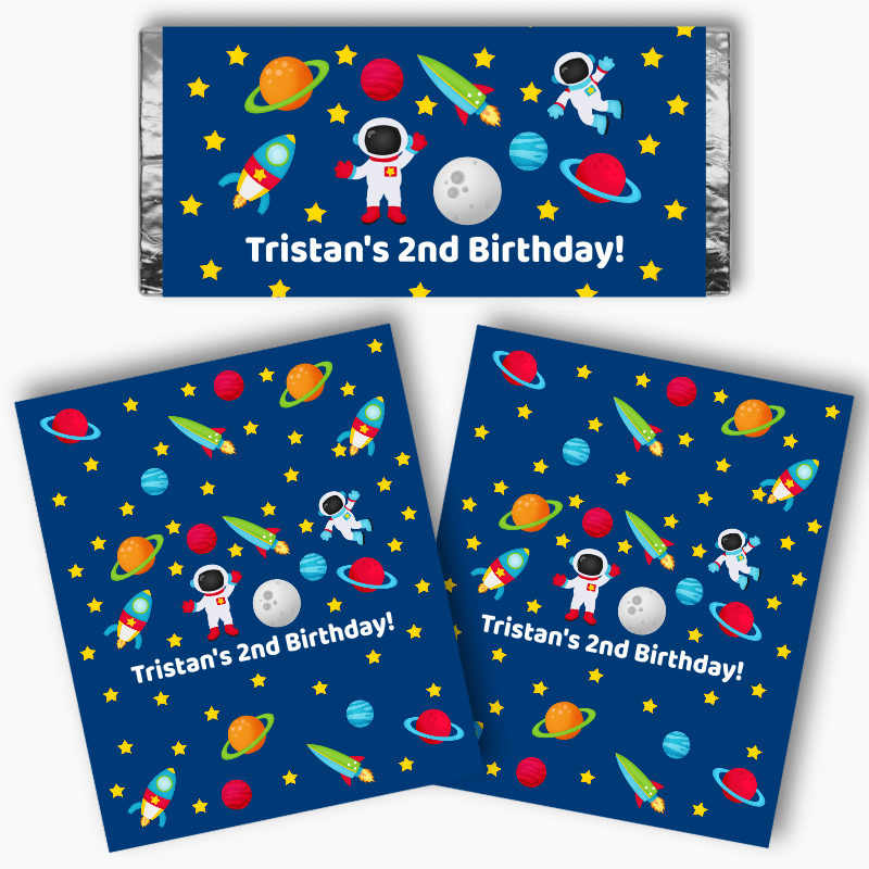 Personalised Outer Space Party Mini Chocolate Labels
